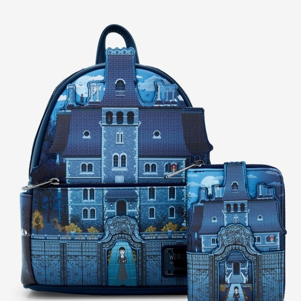 Wednesday Nevermore Academy Fighural Glow-In-The-Dark Backpack & Wallet